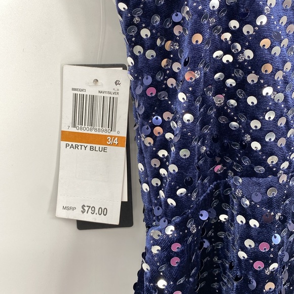 City Studio Womens Navy Velvet Sequined Cocktail and Party Dress Juniors NWT - Picture 9 of 12